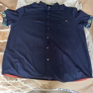 Tommy Bahama Navy Short-Sleeve Button-Down Shirt with Pocket